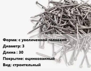 Гвоздь с увеличенной головкой 3х30 оцинкованный строительный